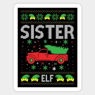 The Sister Elf ugly christmas sweater Sticker